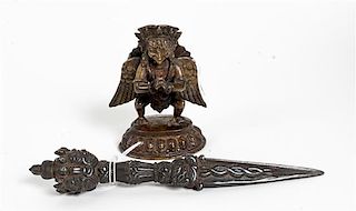 Two Tibetan Bronze Articles Length of larger 8 1/2 inches.