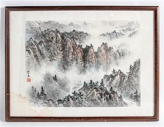 A Chinese Ink and Color Painting on Paper, (20th century), Landscape