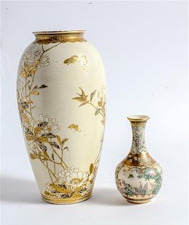 * Two Satsuma Vases Height of taller 10 inches.