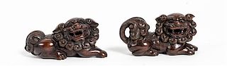 Two Carved Boxwood Netsuke Length of larger 2 5/8 inches.