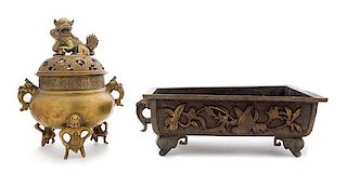 Two Japanese Bronze Censers Height 11 7/8 inches.
