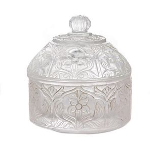 A Mughal Style Rock Crystal Box Height 3 1/2 inches.