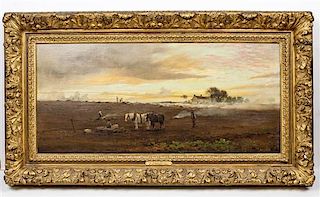 Edward Henry Fahey, (British, 1844-1907), A Farm Scene, 1884