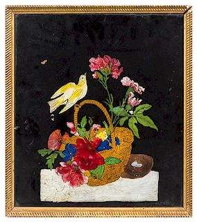 * Artist Unknown, (20th century), Still Life with Basket and Bird