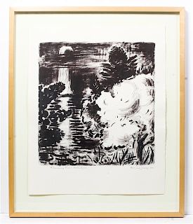 Karl Schrag, (American, 1912-1995), Flowering Tree - Moonlight, 1990