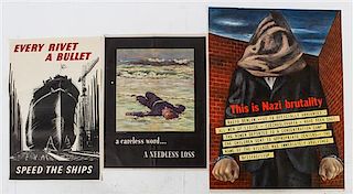 * A Group of Eleven American WWII Posters Largest 38 x 28 1/4 inches.