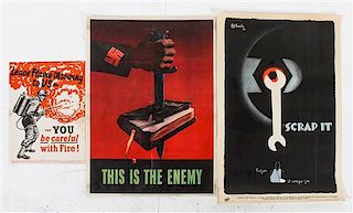 * A Group of Six American WWII posters Largest 29 7/8 x 19 3/4 inches.