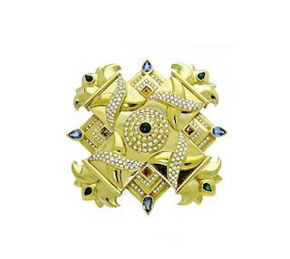 Large 18K Gold Exceptional  Broach/Pendent