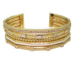 DAVID YURMAN 18k Gold Stax Medium Cuff Diamond Bracelet