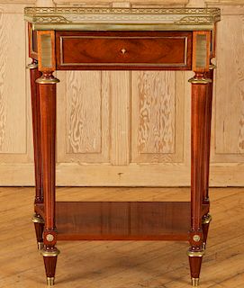 FRENCH MARBLE TOP CROTCH MAHOGANY CONSOLE TABLE