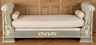 JANSEN NEOCLASSICAL STYLE CARVED DAY BED C.1940