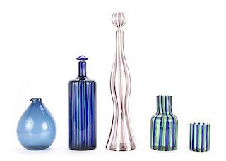A Collection of Four Contemporary Blown Glass Vessels, Height of tallest 17 1/2 inches.