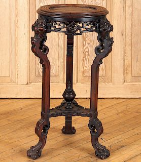 FRENCH ROSEWOOD MARBLE TOP PEDESTAL VIARDOT STYLE