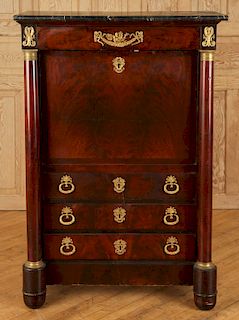 FRENCH EMPIRE MAHOGANY MARBLE TOP ABATTANT C.1860