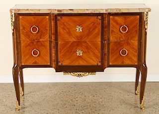 SIGNED LOUIS XVI STYLE MARBLE TOP COMMODE