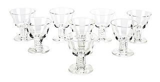 A Set of Eight Steuben Glass Stems, Height 3 3/4 inches.