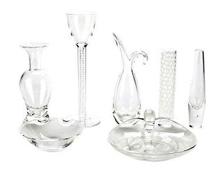 A Collection of Steuben Glass Table Articles, Height of tallest 12 inches.
