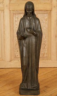 LARGE BRONZE FIGURE OF MARY MARKED