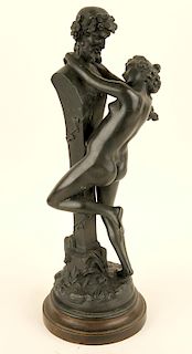EARLY 20TH C. BRONZE FIGURAL GROUP FEMALE NUDE