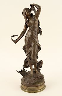 AFTER LOUIS AUGUSTE MOREAU BRONZE MAIDEN SIGNED