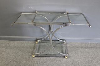 MIDCENTURY. Extending Chrome and Glass T Cart