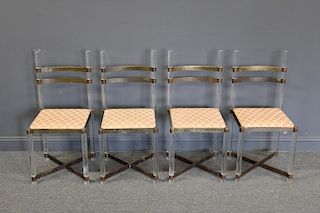 Set of Four Bronze & Lucite Chairs Anny Biondo