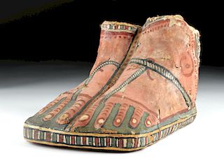 Egyptian Polychrome Gesso Sarcophagus Foot Covering