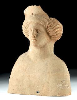 Huge Greek Archaic Terracotta Protome of Woman