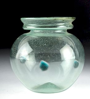 Published Roman Glass Jar w/ Added Blue-Green Dots