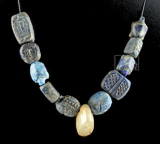 Lot of 11 Bactrian Lapis Lazuli & Rock Crystal Beads