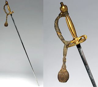 19th C. European Ceremonial Steel / Brass Short Sword