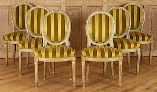 SET 6 FRENCH 19TH C LOUIS XVI STYLE DINING CHAIRS