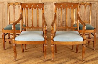 FOUR LATE 19TH C. GOTHIC REVIVAL DINING CHAIRS