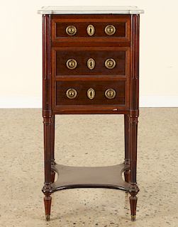 FRENCH EMPIRE STYLE MAHOGANY MARBLE TOP BED STAND