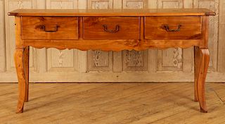 THREE DRAWER CHERRY PROVINCIAL CONSOLE TABLE