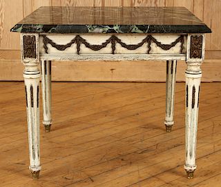 FRENCH LOUIS XVI STYLE MARBLE TOP SIDE TABLE 1950