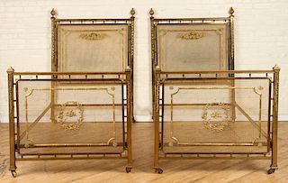 PAIR LOUIS XV STYLE FRENCH BRONZE BEDS C.1900