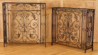 SET 2 FRENCH WROUGHT IRON CONSOLE TABLES C.1900
