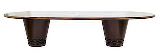 A Large Modern Banquet Dining Table, Height 29 1/4 x width 137 1/2 x depth 56 inches.