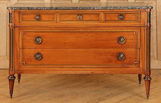 FRENCH LOUIS XVI STYLE MARBLE TOP COMMODE C.1950