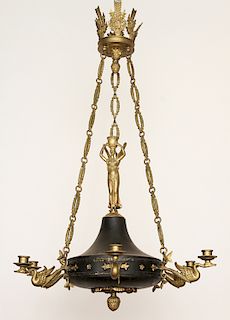 FRENCH EMPIRE SIX LIGHT CHANDELIER C.1940