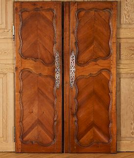 PAIR FRENCH WALNUT DOORS DECORATIVE CARVINGS
