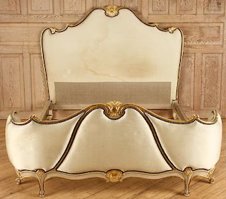 FRENCH LOUIS XV STYLE CARVED GILT QUEEN SIZE BED