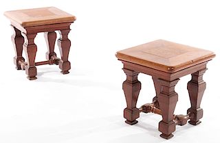 PAIR FRENCH CARVED SIDE TABLES CIRCA 1910