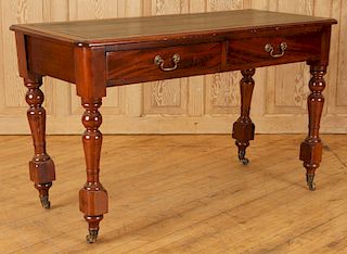 19TH C. ENGLISH LEATHER TOP WRITING DESK