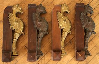 SET 4 19TH CENTURY FRENCH BRONZE GRIFFIN MOUNTS