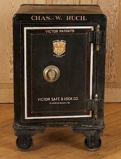 19TH CENTURY CAST IRON LABELED SAFE