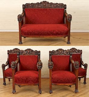 5PC. 19TH CENT. AMERICAN MAHOGANY PARLOR SUITE
