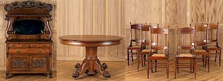 8PC. LATE 19TH C. AMERICAN OAK DINING ROOM SUITE