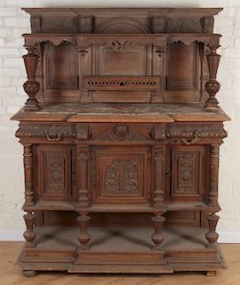 LATE 19TH CENT. CARVED WALNUT VICTORIAN SERVER